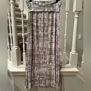 Cynthia Rowley Elegant Full Length Taupe Gray Tie-Dye Skirt, Size L